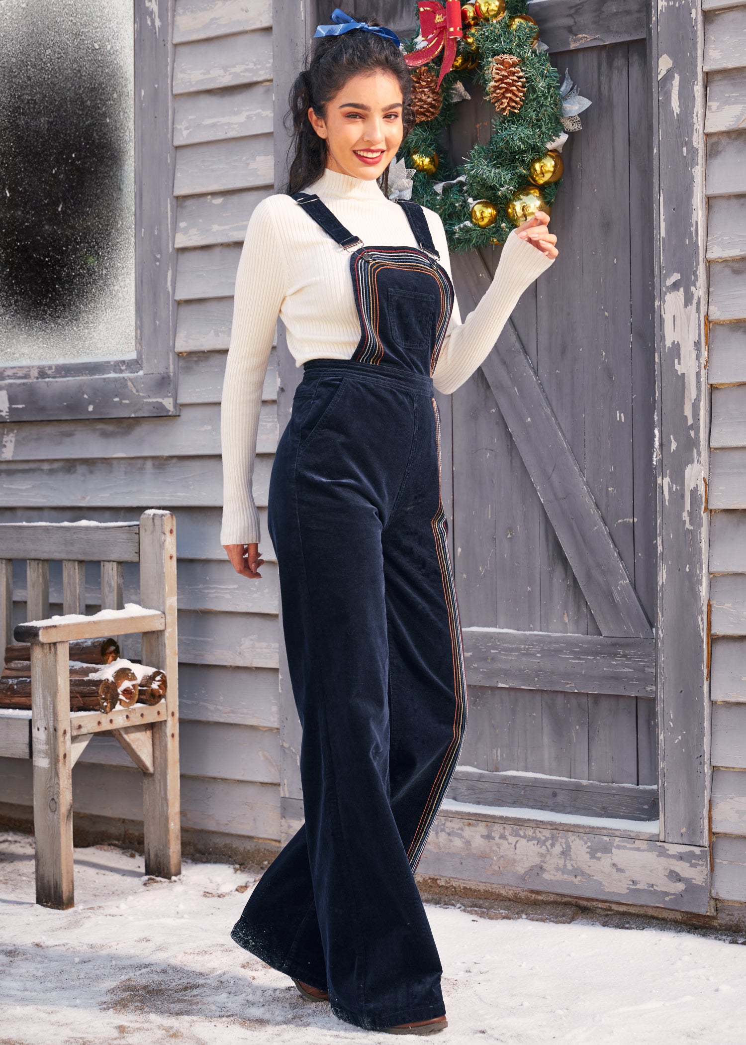 Rainbow With Me Corduroy Overalls for Women - Stylish Denim Jumpsuit with Pockets - Perfect for Casual Outings, Music Festivals & Streetwear Fashion