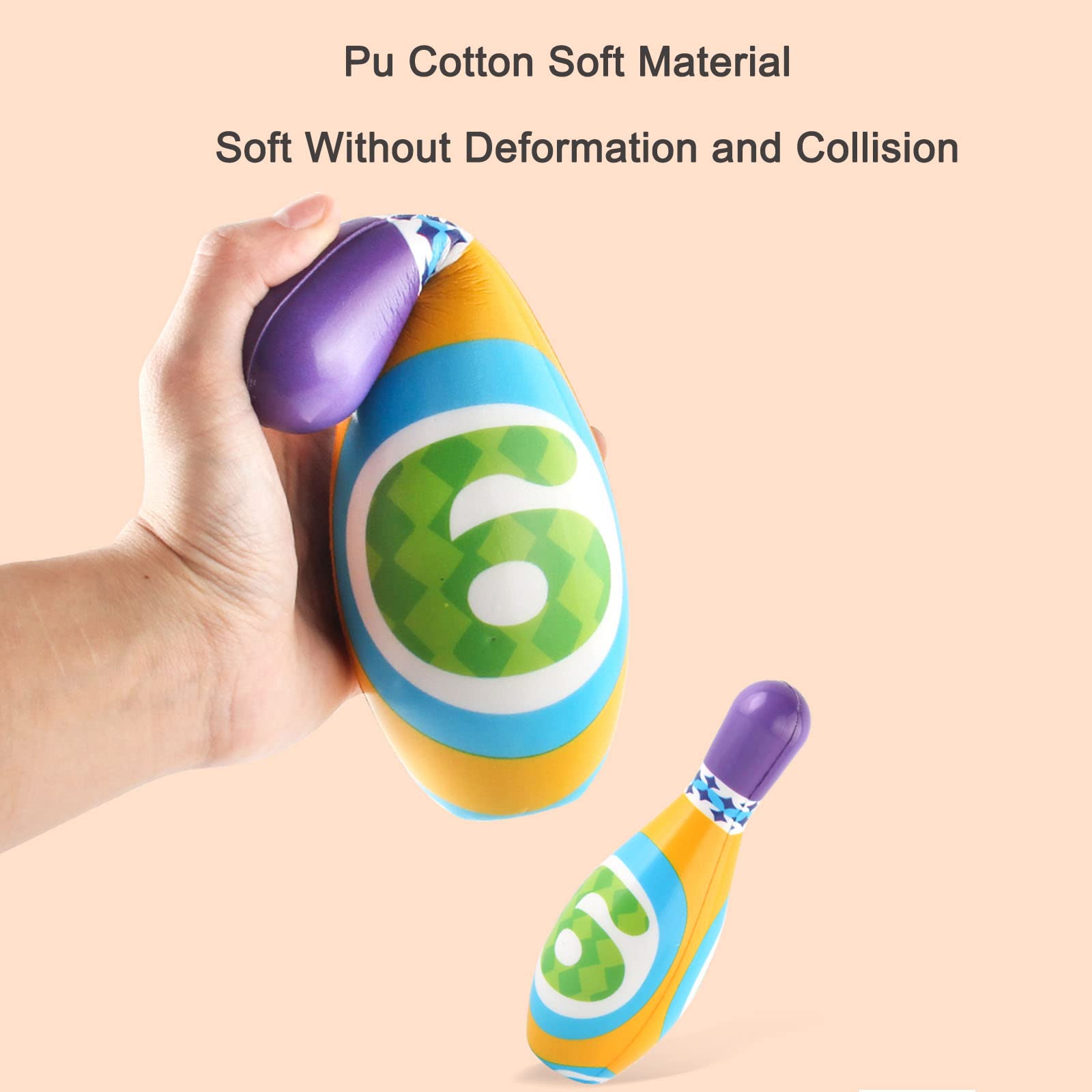 **Kids Bowling Toys Set - 6 Soft Foam Pins & 2 Balls for Indoor & Outdoor Play - Educational Learning Game for Boys & Girls Ages 3-6 - Perfect Birthday Gift for Toddlers (Great for Parties, Backyard Fun & Preschool Activities)**