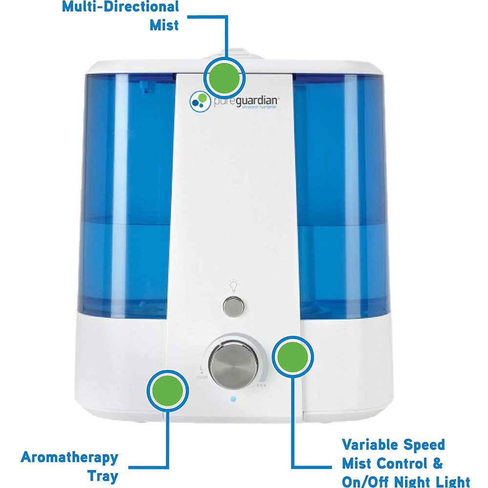 PURE GUARDIAN H1175FL Ultrasonic Cool Mist Humidifier - Certified Refurbished with Home Essentials Warranty | Perfect for Bedroom, Nursery & Office Air Moisturizing