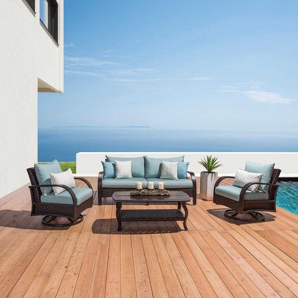 RST Brands Barcelo 4-Piece Outdoor Motion Seating Set with Cushions - Charcoal Gray Patio Furniture for Backyard, Deck, or Poolside Relaxation