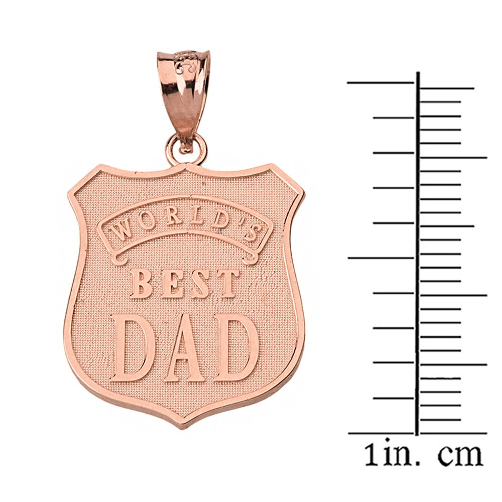 10k Rose Gold World's Best Dad Pendant Necklace for Men - Matte Finish Fine Jewelry Gift for Father's Day, Birthday & Special Occasions