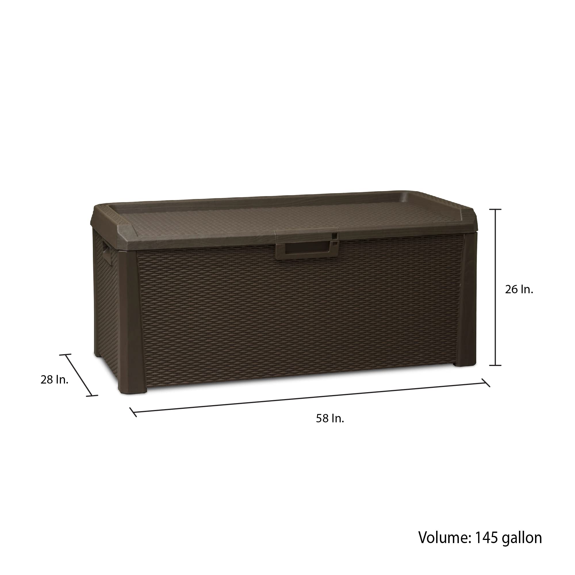 Santorini Plus Large Capacity Lockable Deck Storage Box Bench with Built-In Cushion Seats & Easy-Open Lid - Outdoor Patio Furniture for Garden, Poolside, and Backyard (Brown)