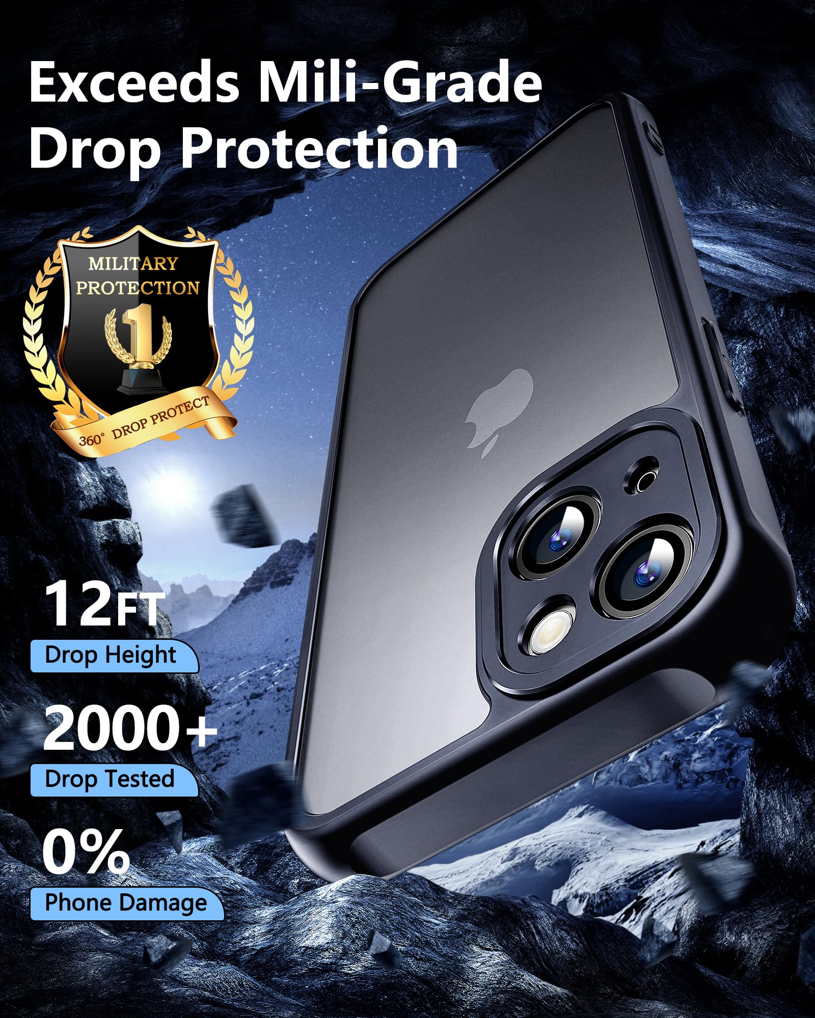 Premium iPhone 15 Plus Case with Full Camera Protection - Includes 2X Tempered Glass Screen Protectors, Anti-Slip Matte Finish, Shockproof Slim Design for Men & Women (Black) - Perfect for Daily Use, Travel & Outdoor Activities
