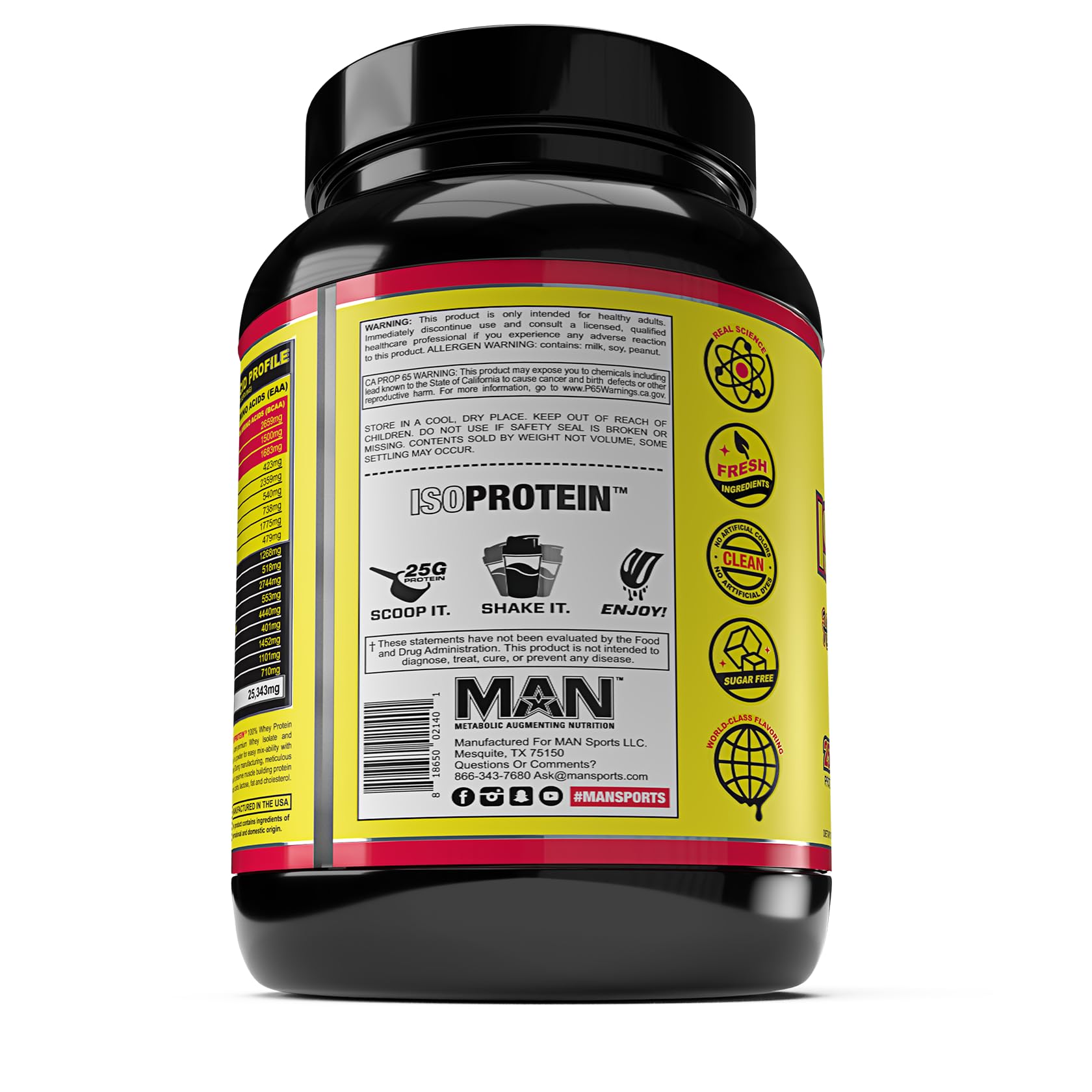 Man Sports ISO-Protein Hydrolyzed 100% Pure Whey Protein Isolate Powder - Chocolate Milk Flavor, 1.47lb (20 Servings) for Muscle Recovery & Post-Workout Nutrition | Gym, Fitness & Bodybuilding Supplement