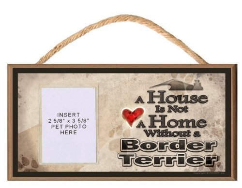 Border Terrier Wooden Dog Sign with Clear Photo Insert - Personalized Pet Decor for Home, Wall Hanging Gift for Dog Lovers | Perfect for Living Room, Bedroom, or Front Porch