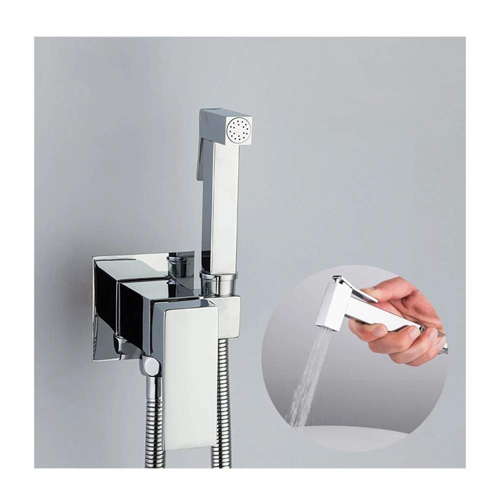 Brass Handheld Shower Sprayer with Hot & Cold Water Mixer - Chrome Square Toilet Sprayer for Bathroom | Easy Installation | Perfect for Baby Bathing, Pet Cleaning & Hygiene Care