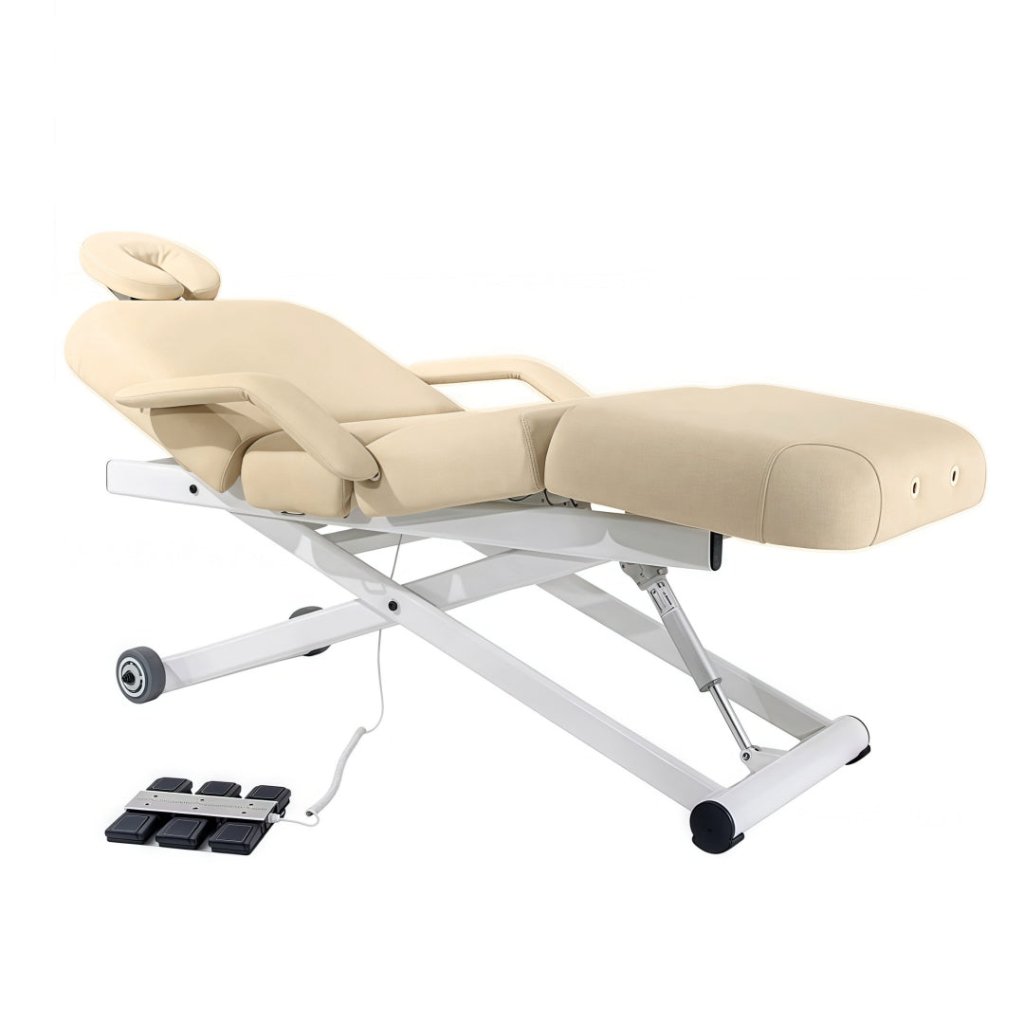 SilverFox 3 Motors 4-Section Professional Electric Massage Table 2274B with Wireless Hand Controller - Cream & Black - Perfect for Chiropractic Clinics, Spa Salons and Home Massage Therapy