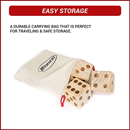 Bolaball 3.5 Inch Giant Wooden Yard Dice Set - 6 Large Outdoor Dice with Carry Bag for BBQ, Parties, Backyard Games, Beach & Lawn Activities - Perfect for Family Gatherings, Tailgating, and Camping Fun