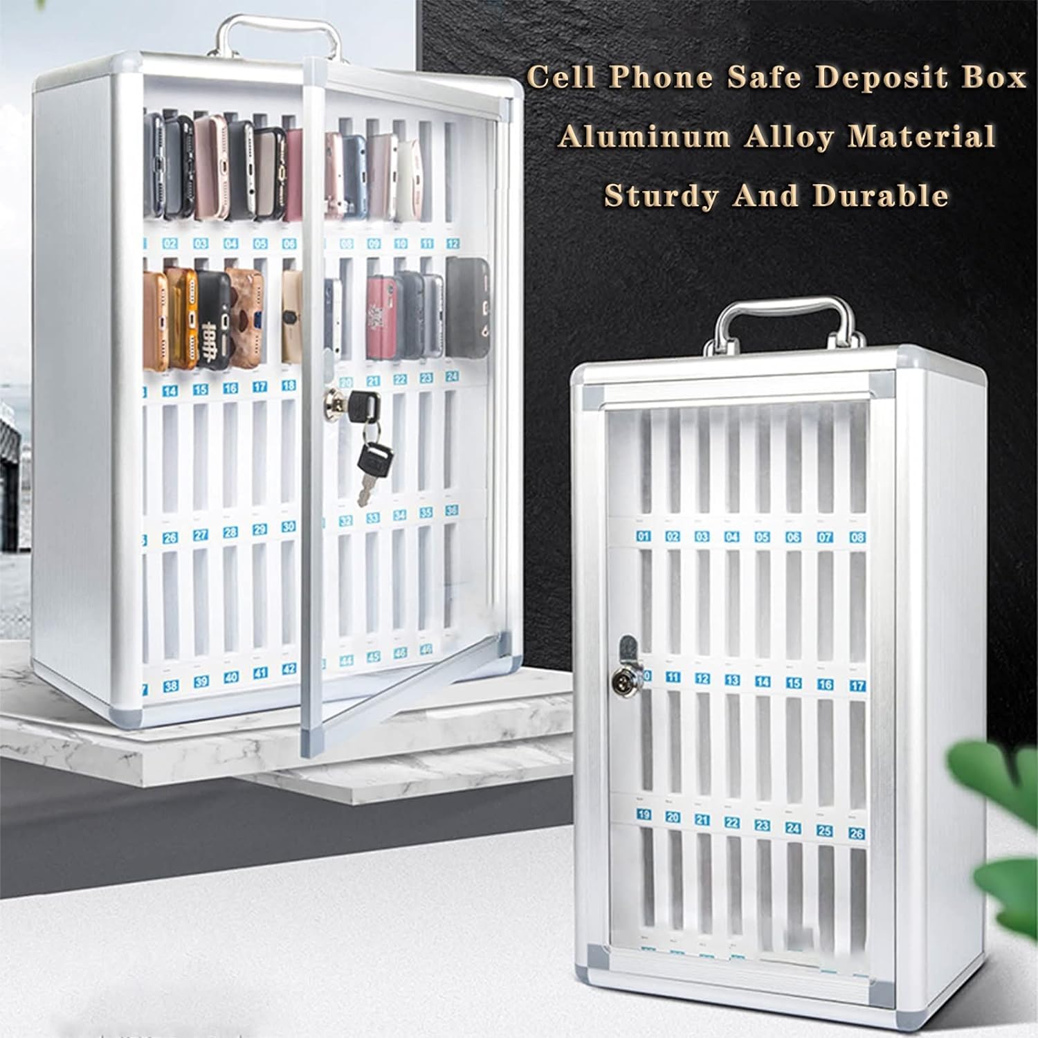 Cell Phone Cabinet - Secure Mobile Phone Locker & Storage Box for Office Meeting Rooms | Durable Phone Safe Organizer for Corporate, School & Conference Room Use (48 Pack)