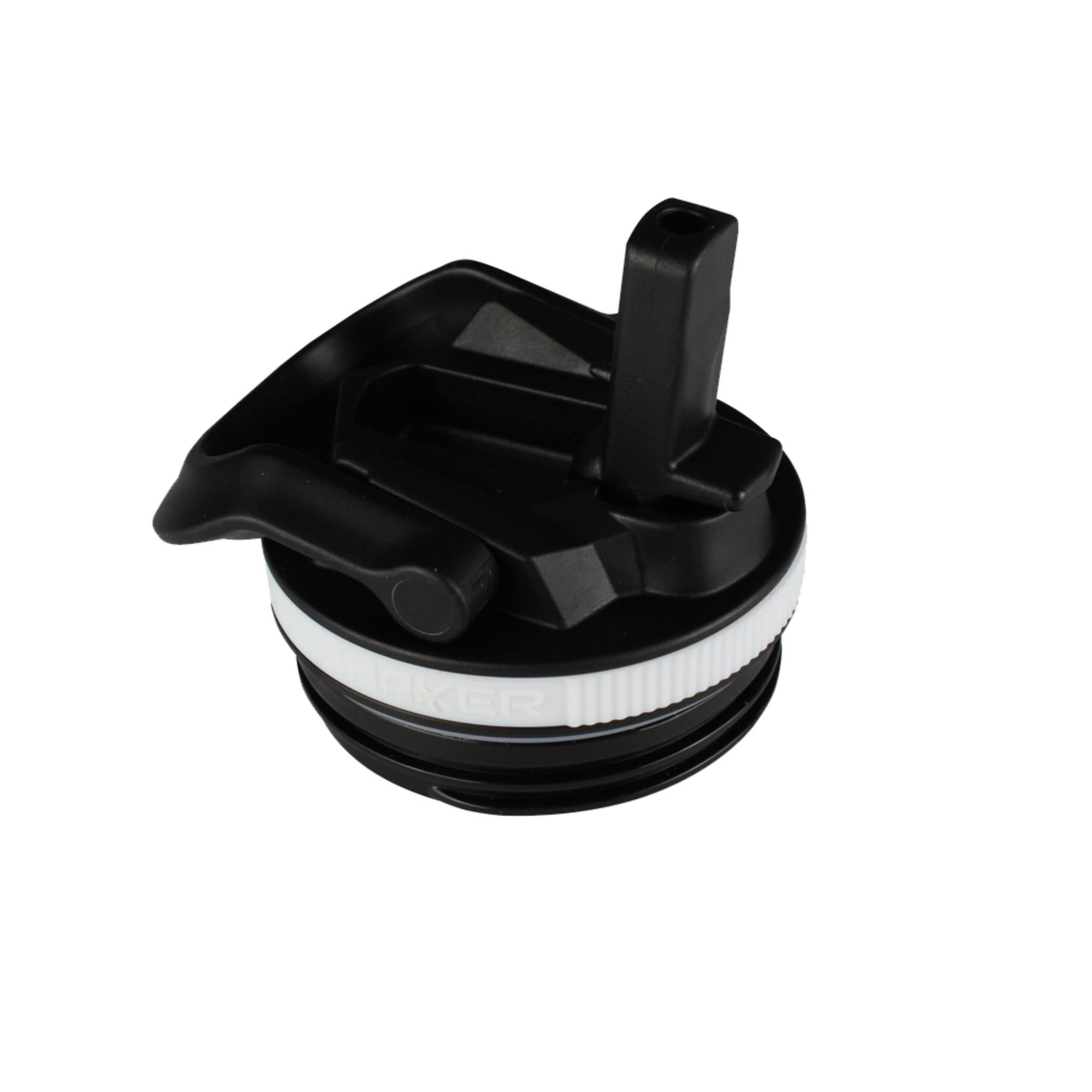 14oz & 20oz Sport Water Bottle Lid - Black with White Band - Leakproof Replacement Cap for Gym, Hiking & Outdoor Activities