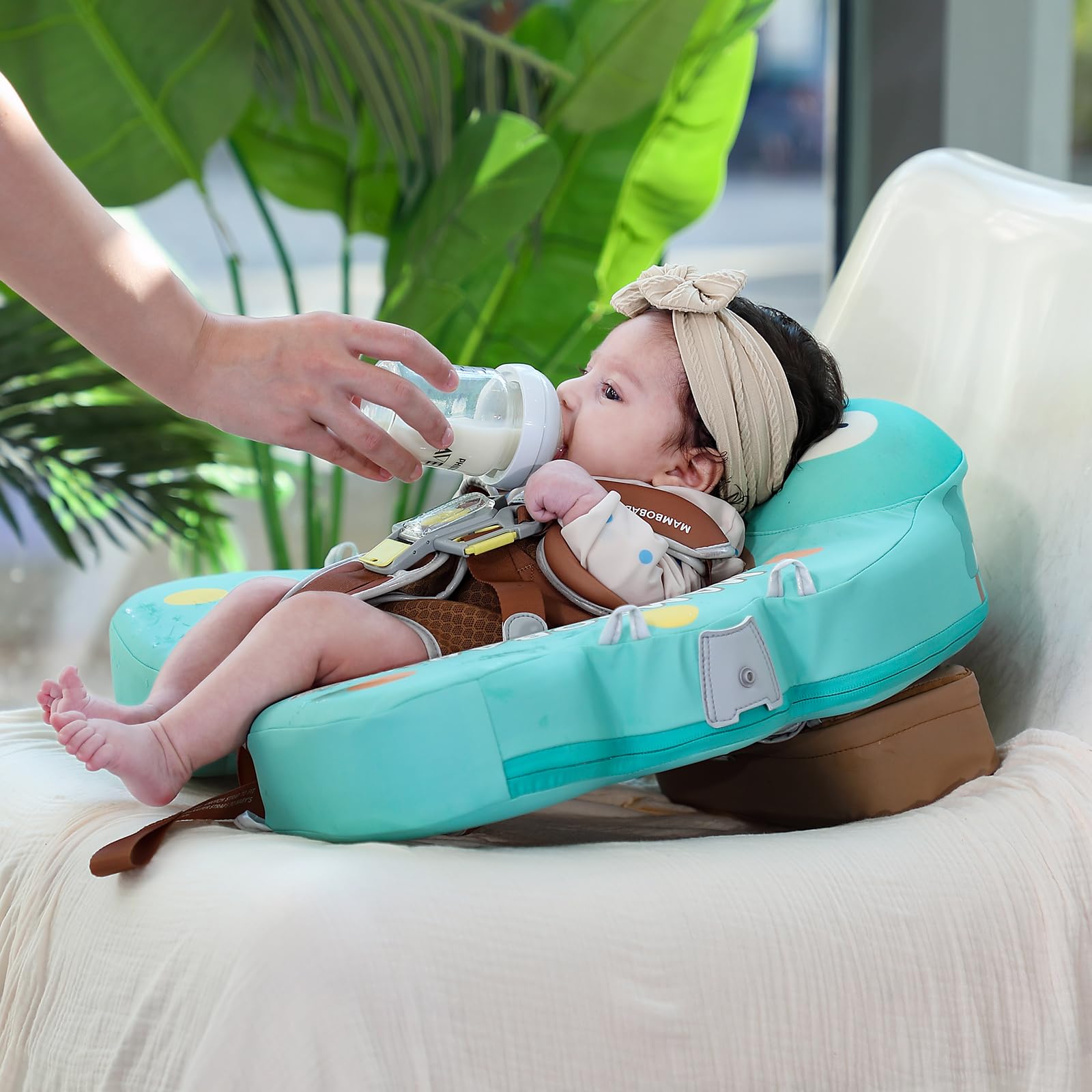 **Mambobaby Non-Inflatable Baby Swim Float with UPF 50+ Sun Canopy – Skin-Friendly Infant Pool Float for Safe Swimming – Ideal for Pools, Beaches & Water Play**
