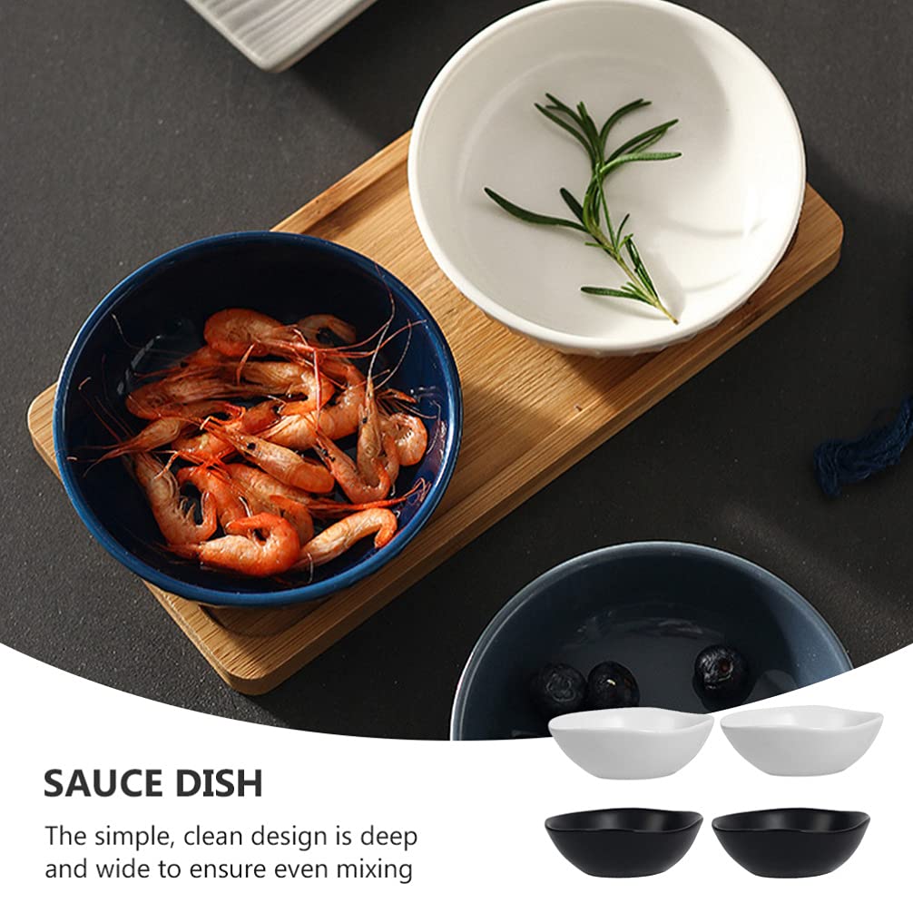 Hemoton 4-Piece Ceramic Sushi Dipping Sauce Dishes Set - Japanese-Style Condiment Plates for Soy Sauce, Wasabi & Snacks - Perfect for Sushi Restaurants, Home Dining & Party Appetizers