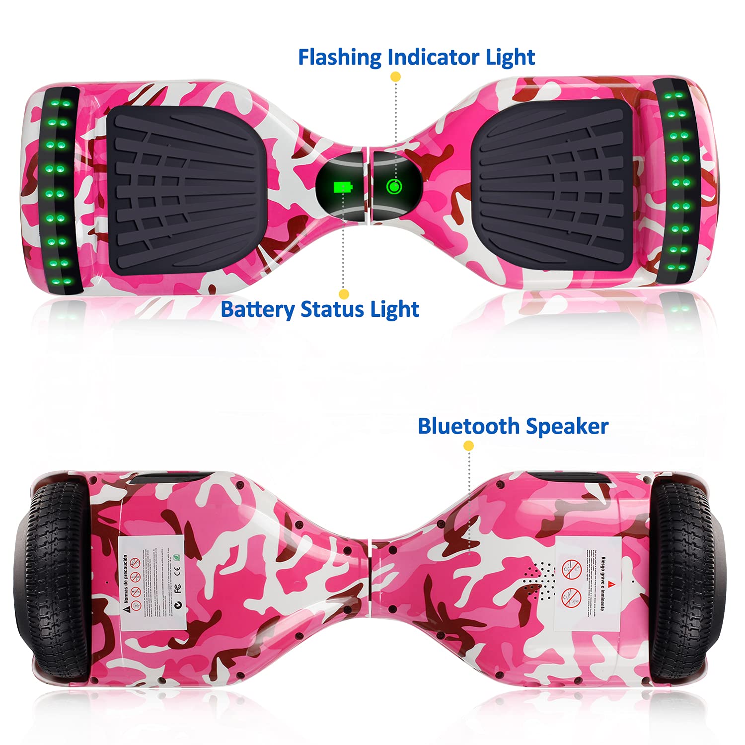 6.5 Inch Self Balancing Hoverboard with Bluetooth & LED Lights - Electric Scooter for Kids & Teens - Perfect for Commuting, Campus Travel & Outdoor Fun