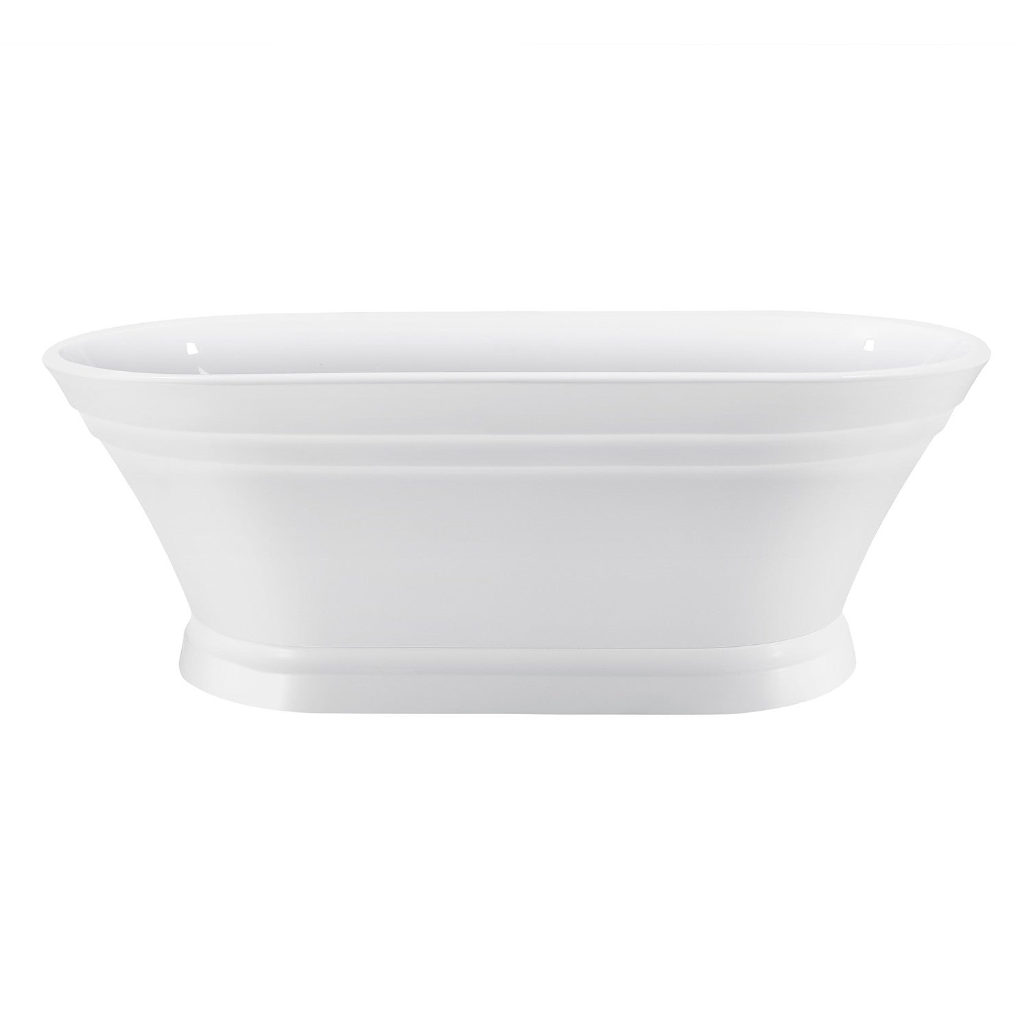 Aqua Eden 67-Inch Acrylic Oval Double-Ended Freestanding Bathtub - Glossy White Pedestal Soaking Tub with Drain (No Faucet Holes) | Luxury Bathroom Centerpiece for Spa-Like Relaxation
