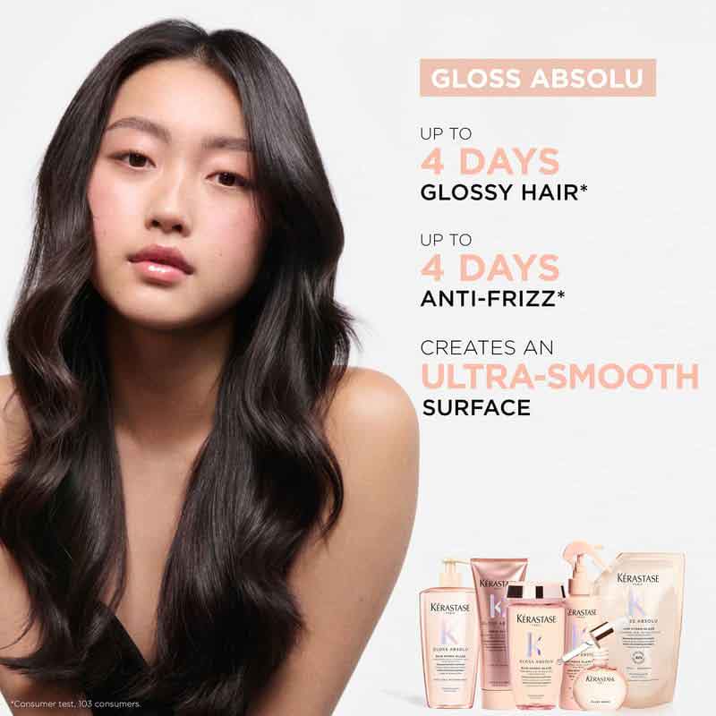 Kérastase Gloss Absolu Anti-Frizz Glaze Milk All-in-One Spray for Long, Frizzy Hair - Smoothing & Shine Treatment for Daily Hair Care & Styling