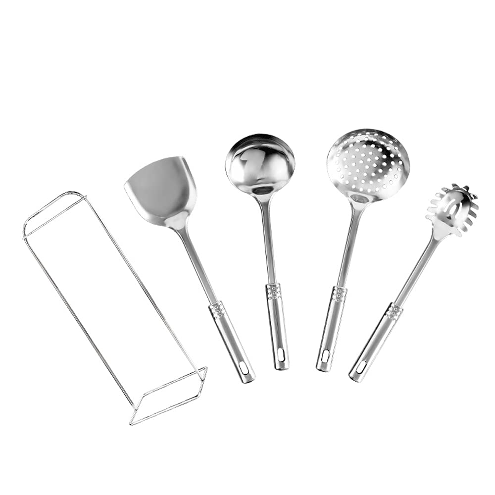 Premium Stainless Steel Spatula Set - Hollow Anti-Scalding Handle, Non-Scratch Cookware Utensils for Frying, Stirring & Serving - Perfect for Kitchen, Camping & Outdoor Cooking