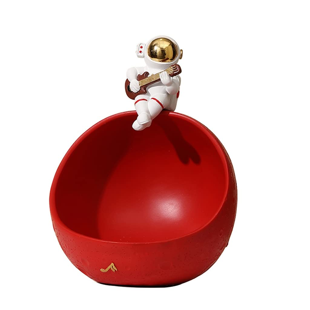 KAMWD Astronaut Figurine Key Holder & Decorative Bowl - Modern Resin Jewelry Tray for Entryway Table, Candy Storage, and Home Decor | Perfect for Organizing Small Items, Jewelry Display, and Gift Giving (Red)