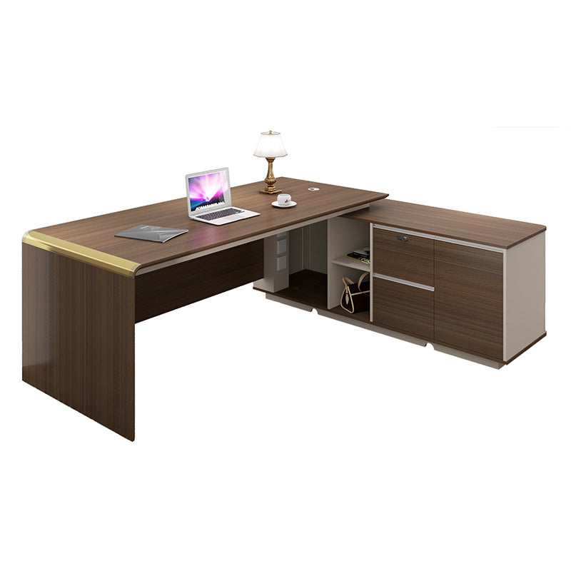 Premium ANDERSON Executive Desk 2.0M - Reversible L-Shaped Office Desk in Hazelnut & Beige | Modern Home Office Furniture for Professionals & Remote Workers