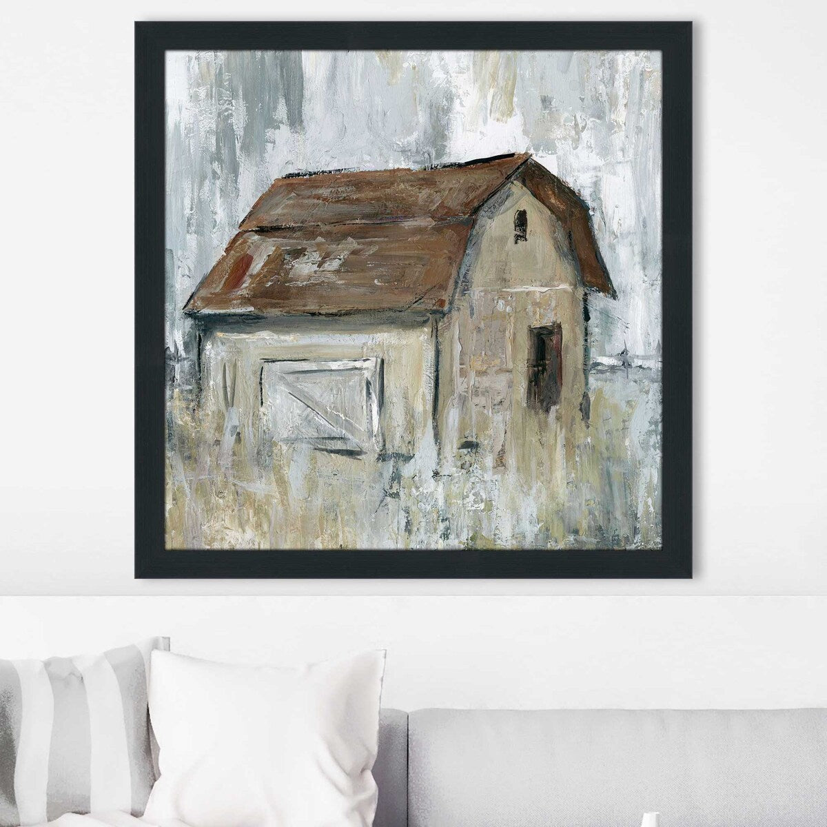 Barn At Dusk by Carol Robinson - Premium Acrylic Wall Art Print - Countryside Landscape Painting for Living Room, Bedroom & Office Decor