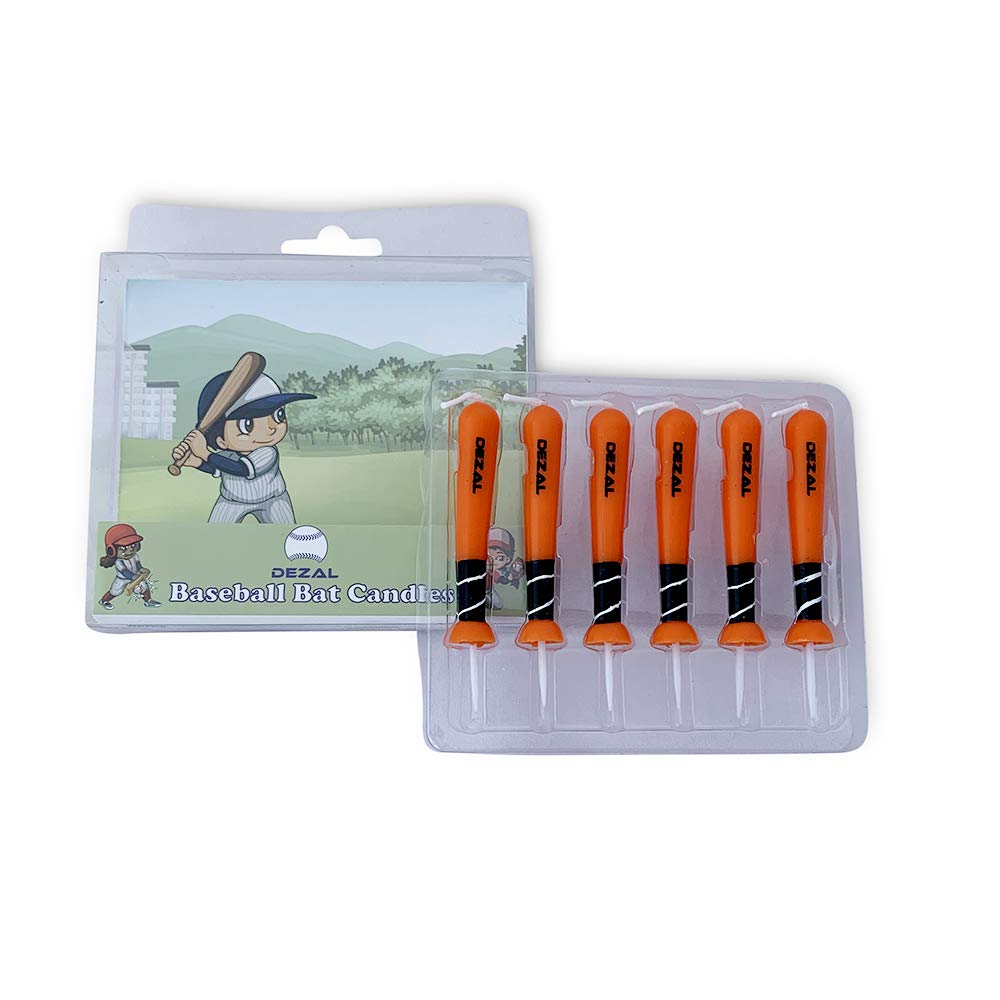 Orange Baseball Bat Candles (6 Pack) - Birthday Party Decor for Baseball Fans