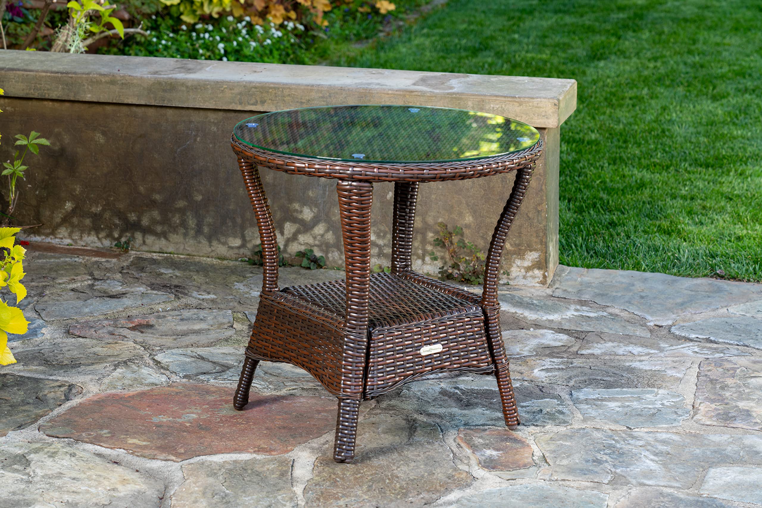 Tortuga Outdoor Sea Pines Side Table and Java Rocking Chair Set - Perfect for Patio, Deck, Garden, and Backyard Relaxation