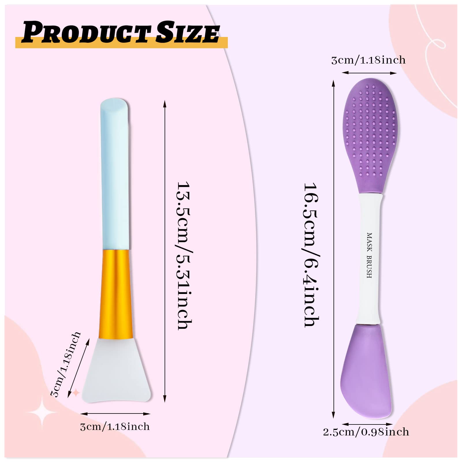 Andiker 2-Pack Silicone Face Mask Brush Set - Reusable Facial Cleansing Brush for Skincare, Makeup & Lotion Application - Gentle Skin Care Tool for Face Masks, Eye Masks & Body Cream (Blue & Purple) - Perfect for At-Home Spa Days & Travel Skincare Routine