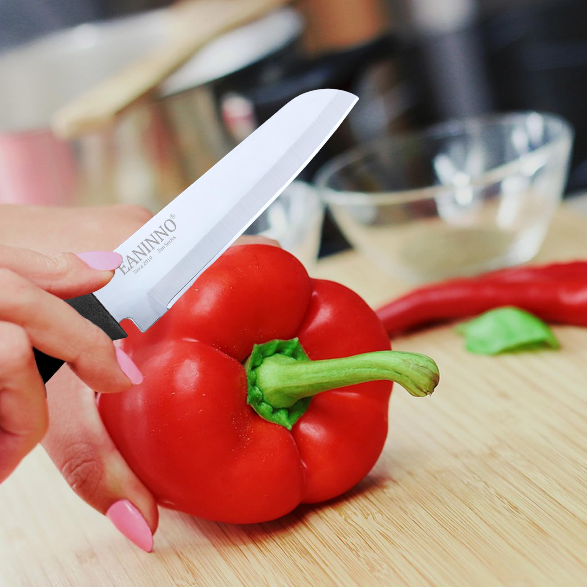 4-Piece Stainless Steel Paring Knife Set with Sheath - 3.8