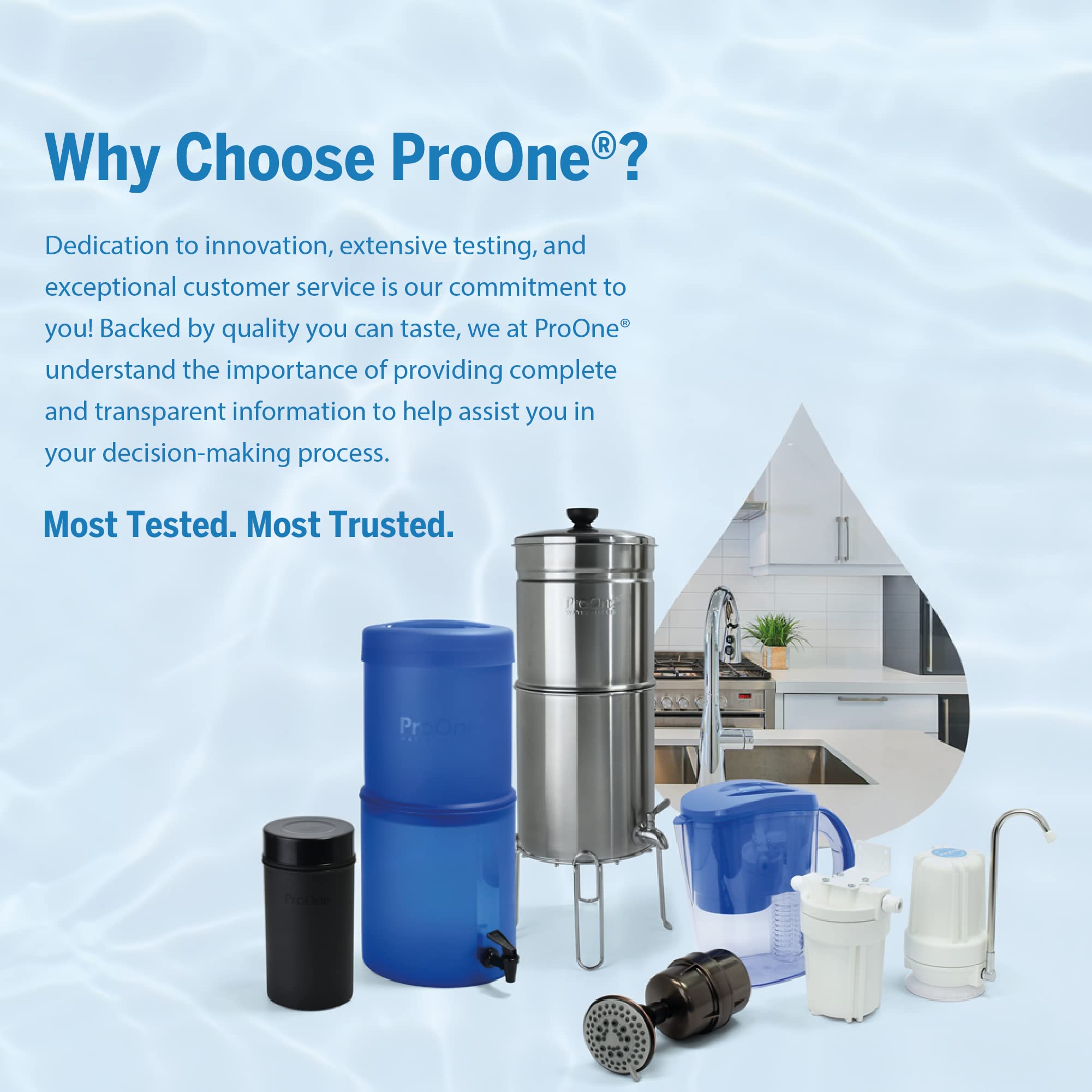 ProOne Traveler+ Stainless Steel Gravity Water Filter System - 2.25 Gallon Countertop Water Dispenser with 2 Filters & Wire Stand | Home, Camping, Emergency Preparedness & Outdoor Adventures