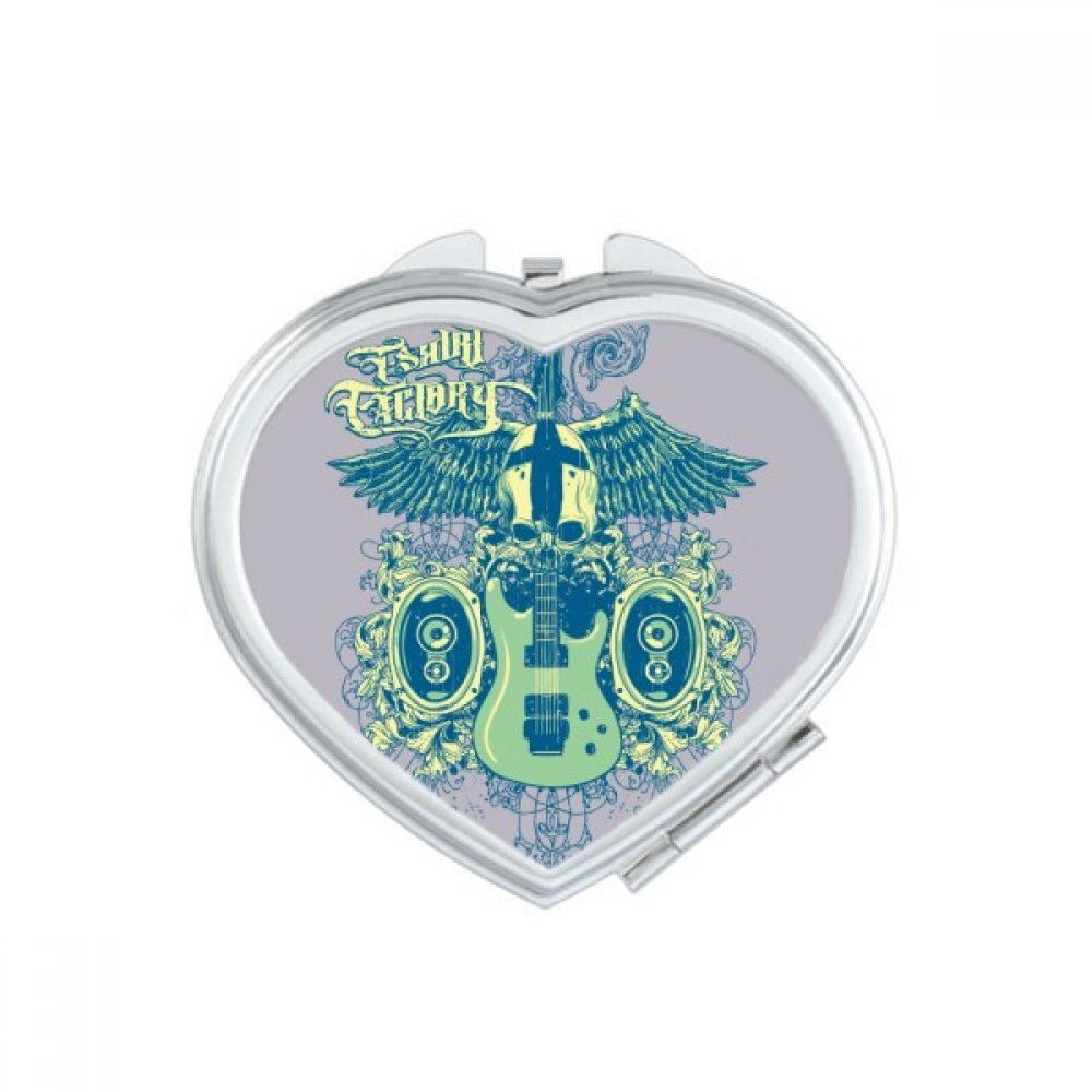 Best Jazz Music Instruments Pattern Heart Mirror - Portable Travel Makeup Mirror with Magnification - Perfect for On-the-Go Touch Ups, Handheld Pocket Mirror for Home & Travel Use