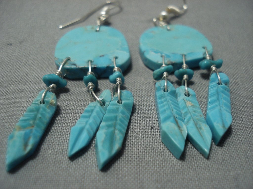 Vintage Navajo Blue Turquoise Sterling Silver Native American Earrings – Handmade Southwest Jewelry for Women, Perfect for Boho Fashion & Special Occasions