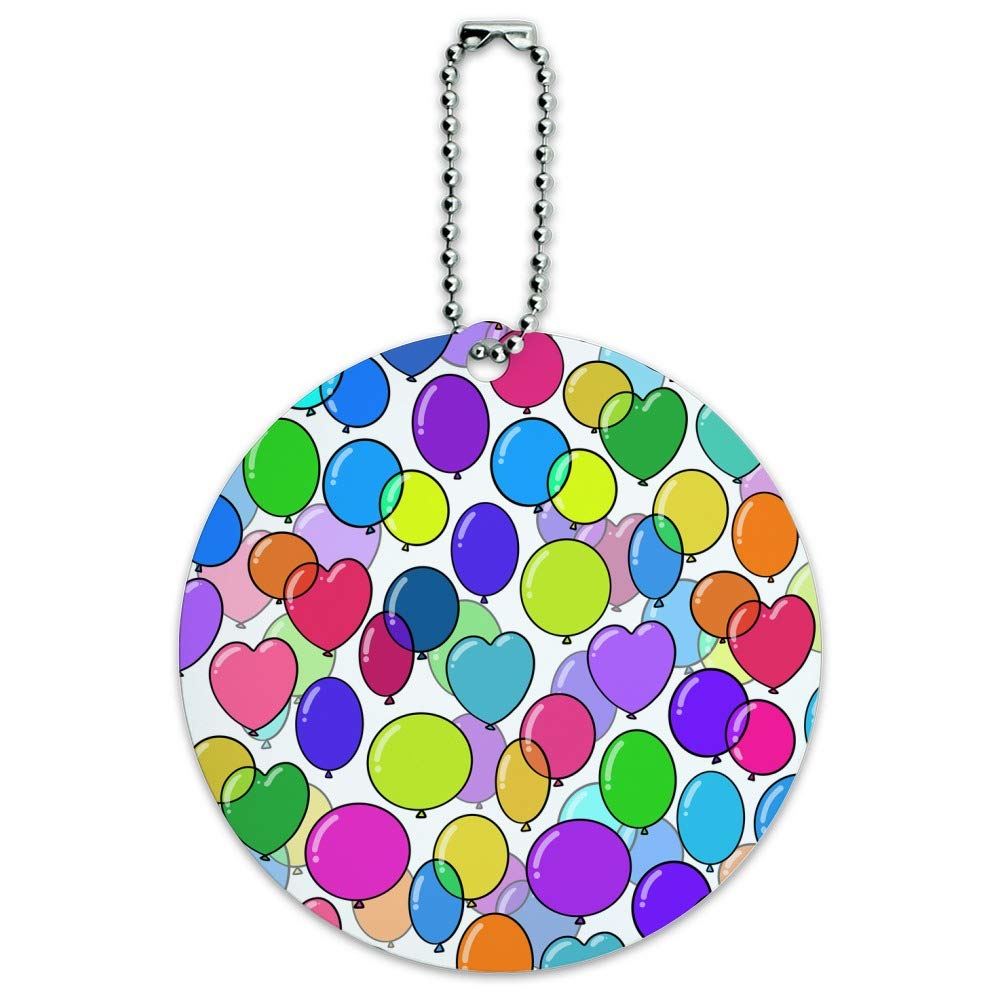 Colorful Balloons Pattern Round Luggage ID Tag - Personalized Suitcase Name Tag for Travel Bags & Carry-Ons - Perfect for Airports, Business Trips and Vacation Identification
