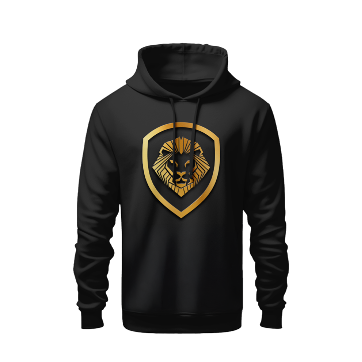 Valuetainment Lion Black & Gold Shield Performance Hoodie - Premium Pullover for Men & Women - Gym, Workout & Casual Wear