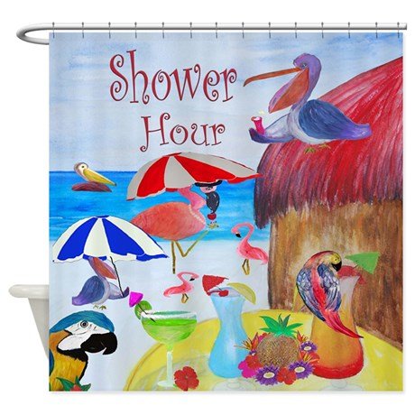 Xmarc Tropical Bird Beach Shower Curtain - Waterproof Bathroom Decor for Coastal, Boho & Vacation Theme - Perfect for Beach House, Pool Party & Summer Decor