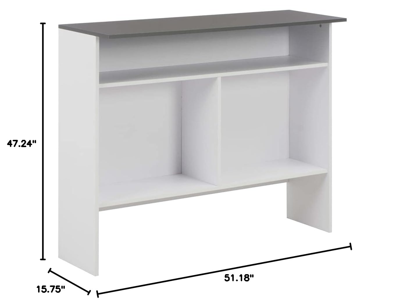Rectangular Bistro Bar Table with 2 Interchangeable Table Tops (White & Gray) - 51.18