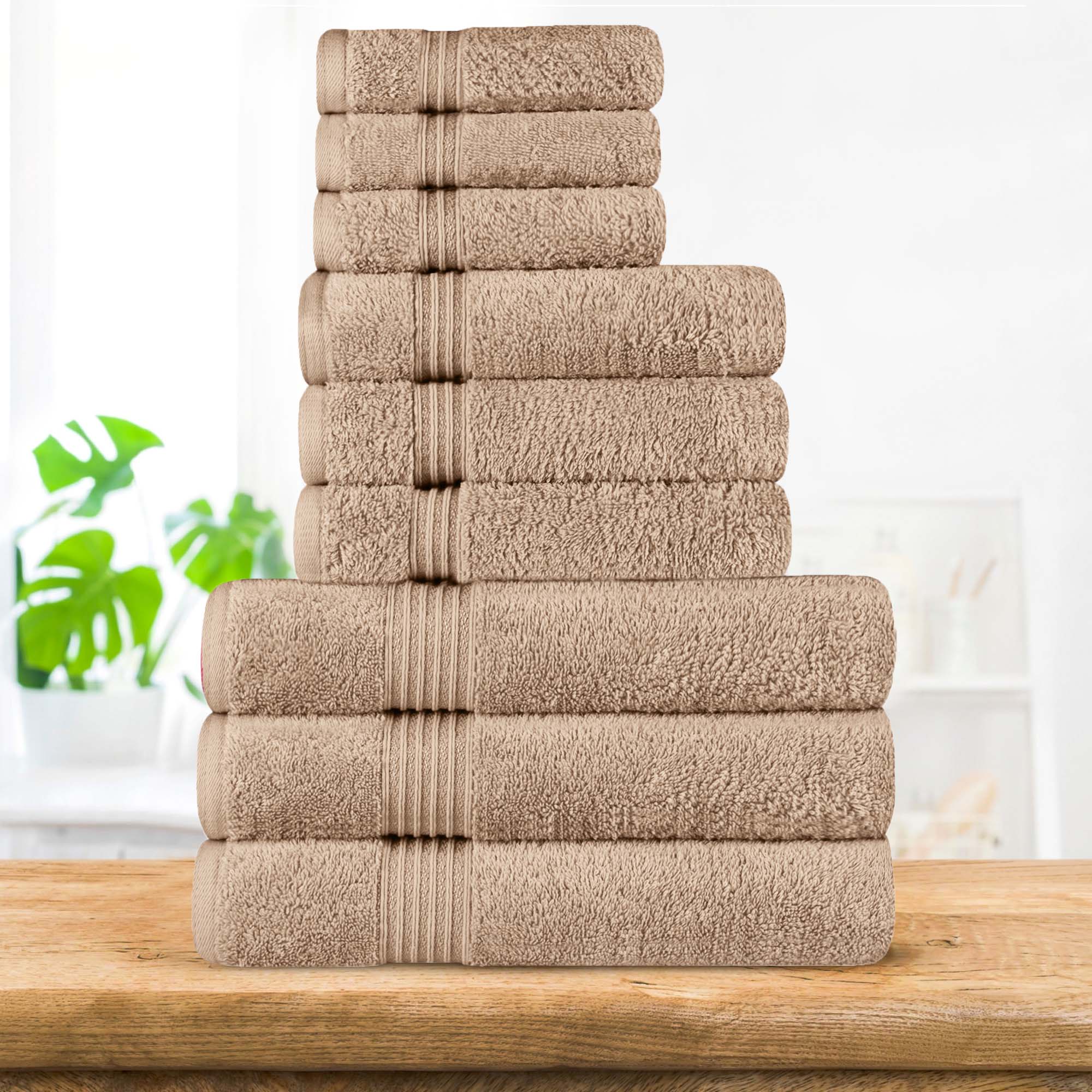 Premium Egyptian Cotton 9-Piece Bath Towel Set - Ultra Soft, Highly Absorbent, Quick-Drying - Perfect for Spa, Bathroom & Luxury Home Use