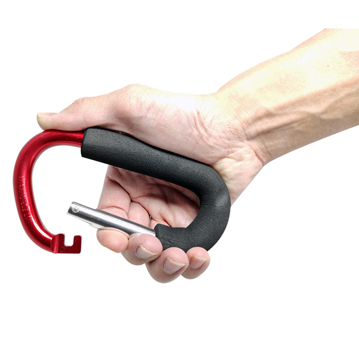 5-Pack Aluminum D-Style Carabiner Hooks for Shopping Bags, Handbags & Totes - Heavy Duty Sponge Handle Hooks for Strollers, Groceries & Outdoor Gear (Perfect for Grocery Shopping, Travel & Daily Carry)