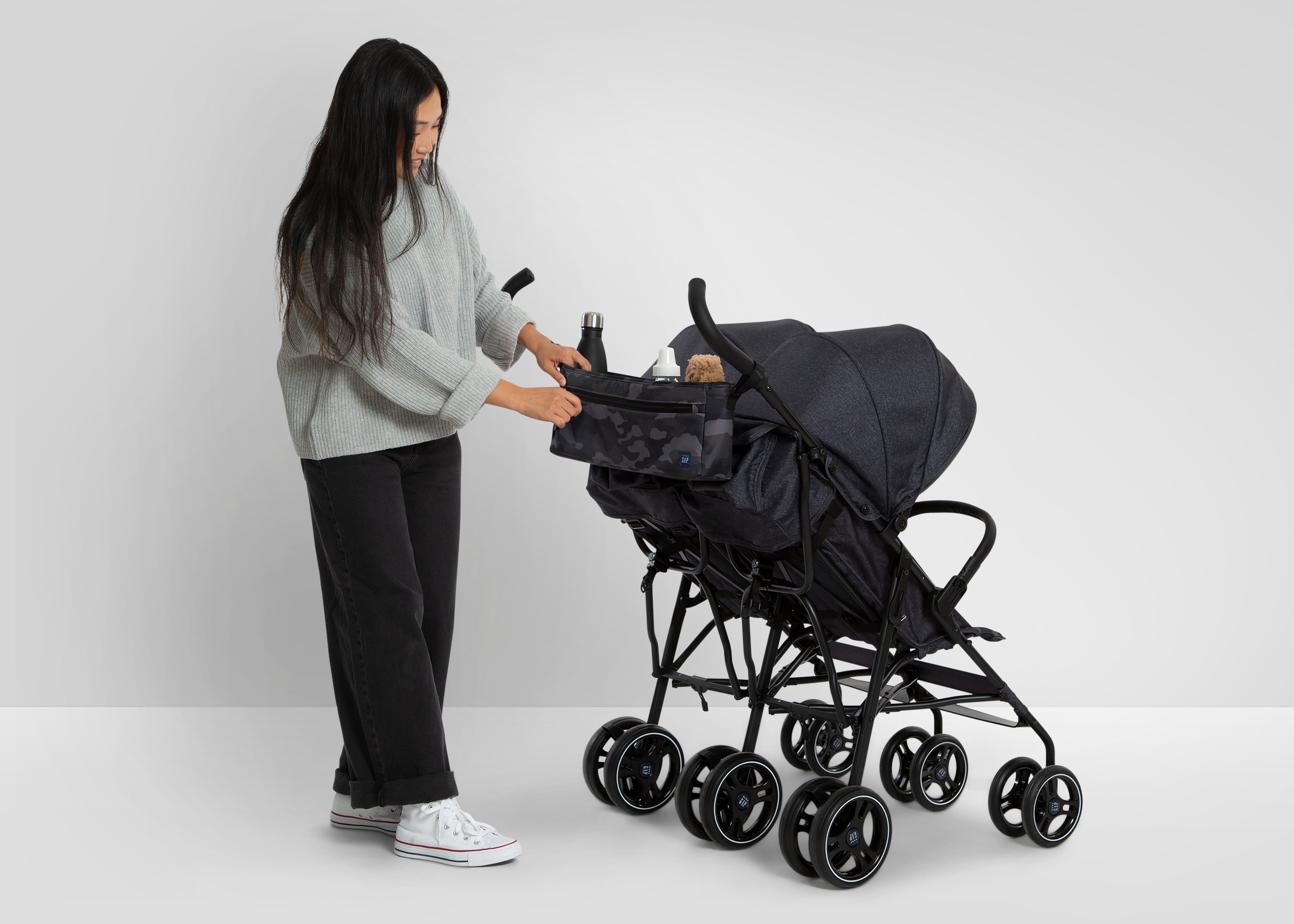 BabyGap Classic Parent Organizer for Double Stroller - Convenient Storage for Diapers, Bottles & Essentials - Perfect for Shopping, Travel & Family Outings