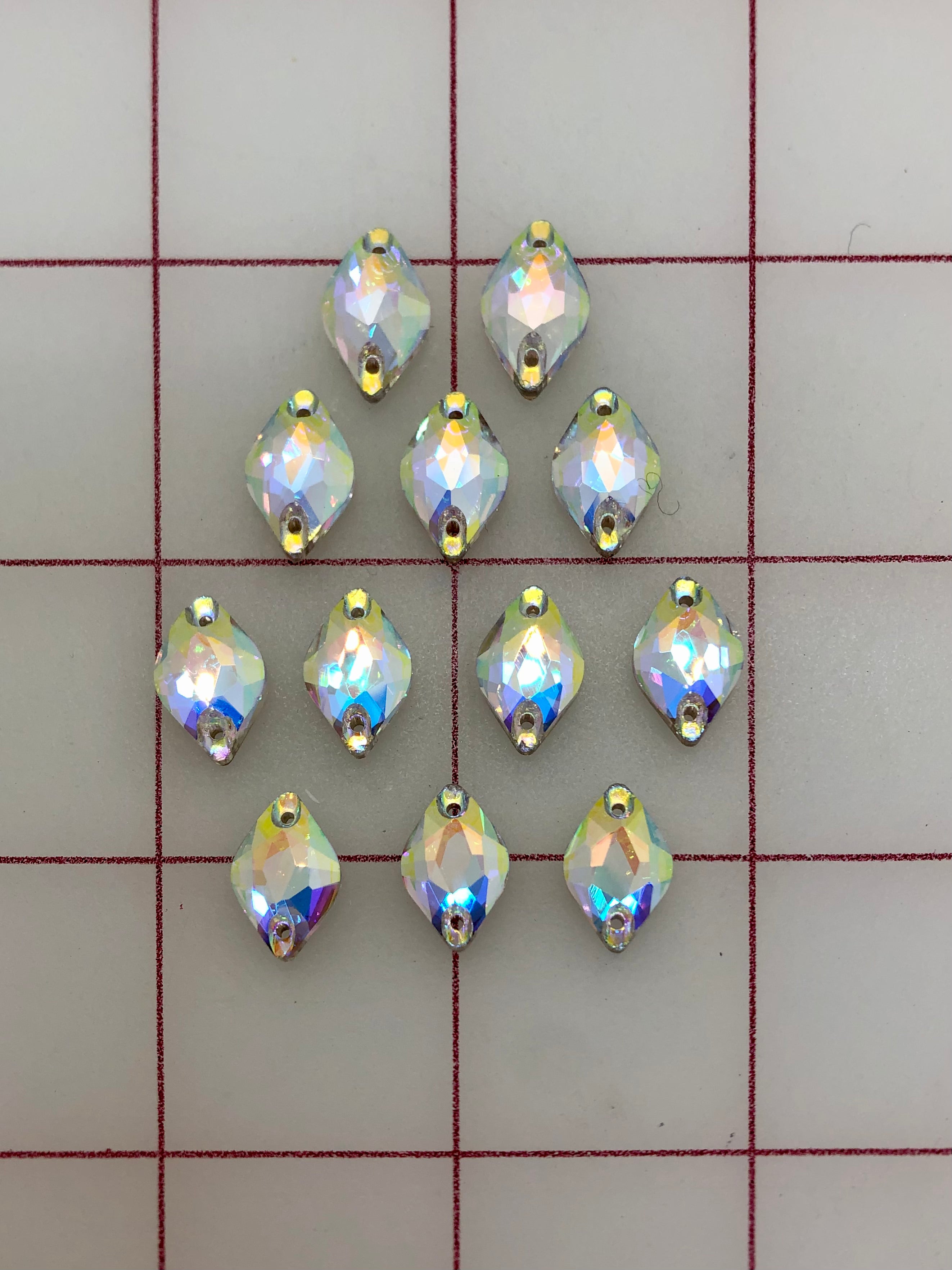 14X9mm Premium Machine Cut Crystal AB Lemon Shape Rhinestones - Sew On for DIY Clothing, Costumes, Accessories & Home Decor