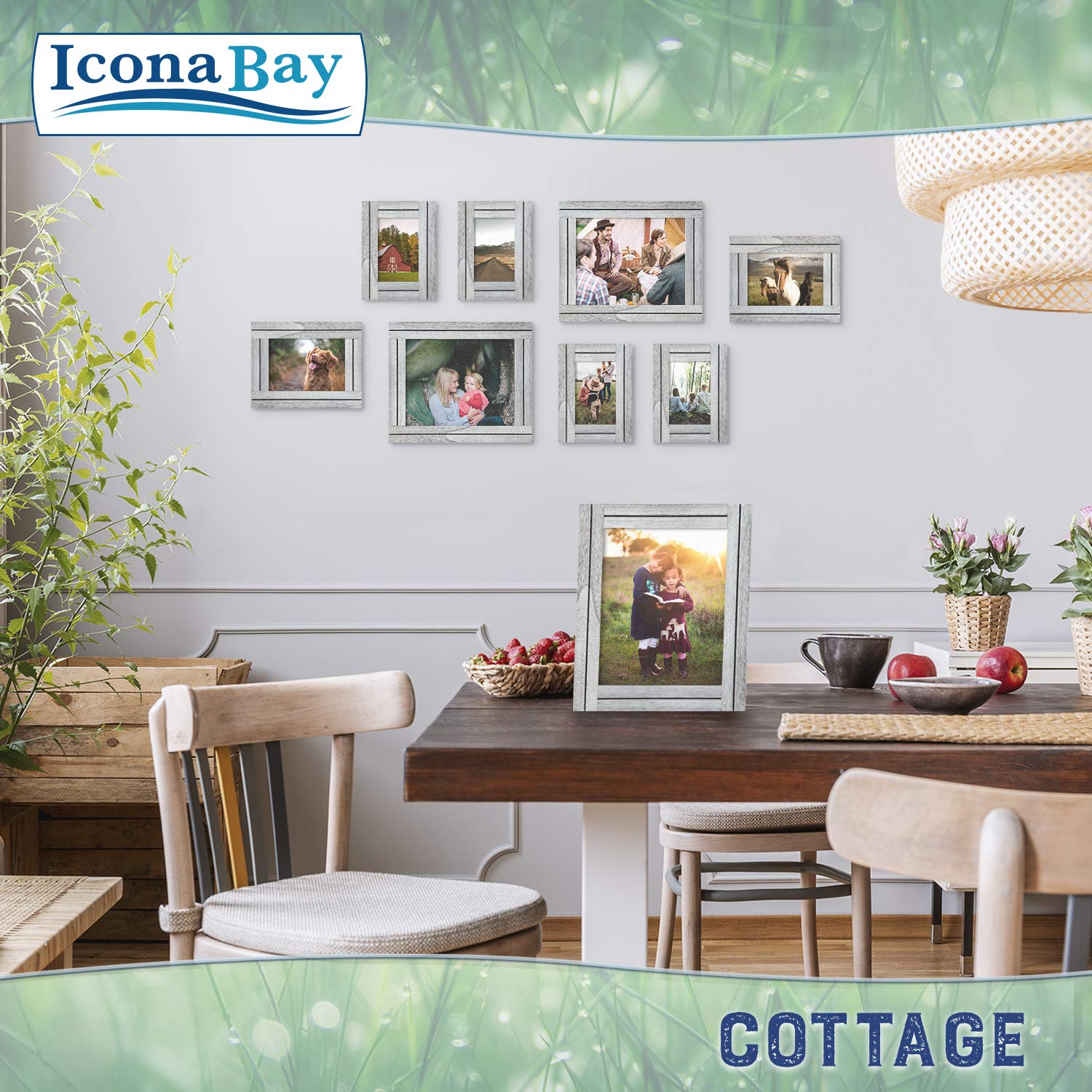 Icona Bay 5x7 (13x18 cm) Picture Frames Set - 6 Pack Farmhouse White Wooden Frames, Rustic Photo Frames for Wall or Tabletop Display, Perfect for Home Decor, Wedding Photos, and Office Artwork