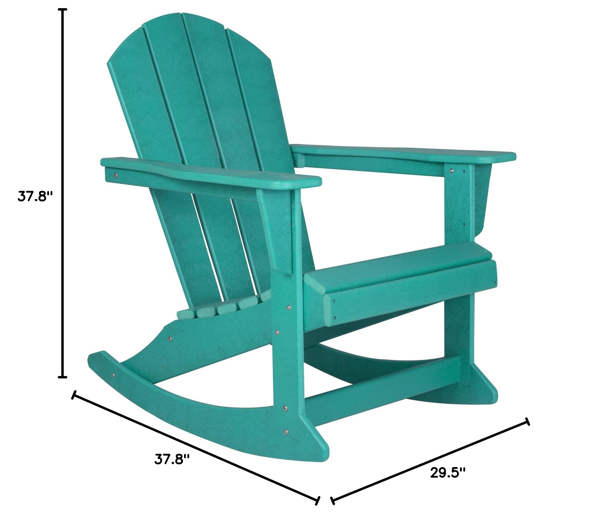WO Home Furniture 4-Piece Patio Rocking Chair Set - Classic Outdoor HDPE Rocking Chairs with UV & Weather Resistance (Turquoise) - Perfect for Backyard, Garden, Poolside & Porch Relaxation