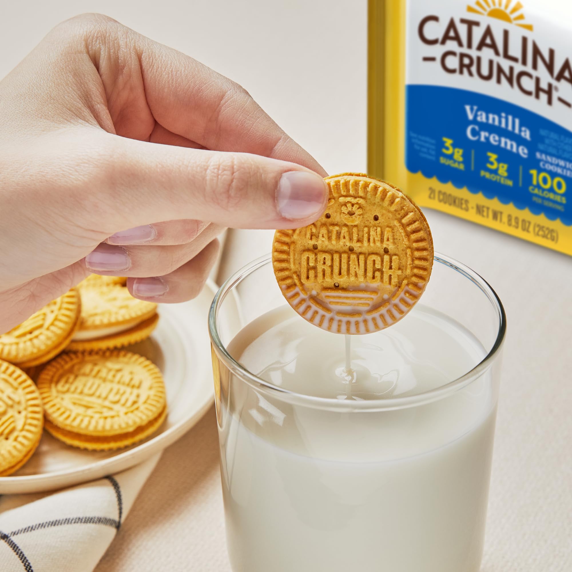 Catalina Crunch Vanilla Creme Sandwich Cookies - Low Carb, Keto Friendly, Sugar Free Snacks - 8.9 oz Pack (21 Cookies) - Perfect for Weight Loss, Diabetic Diets & Healthy On-the-Go Snacking
