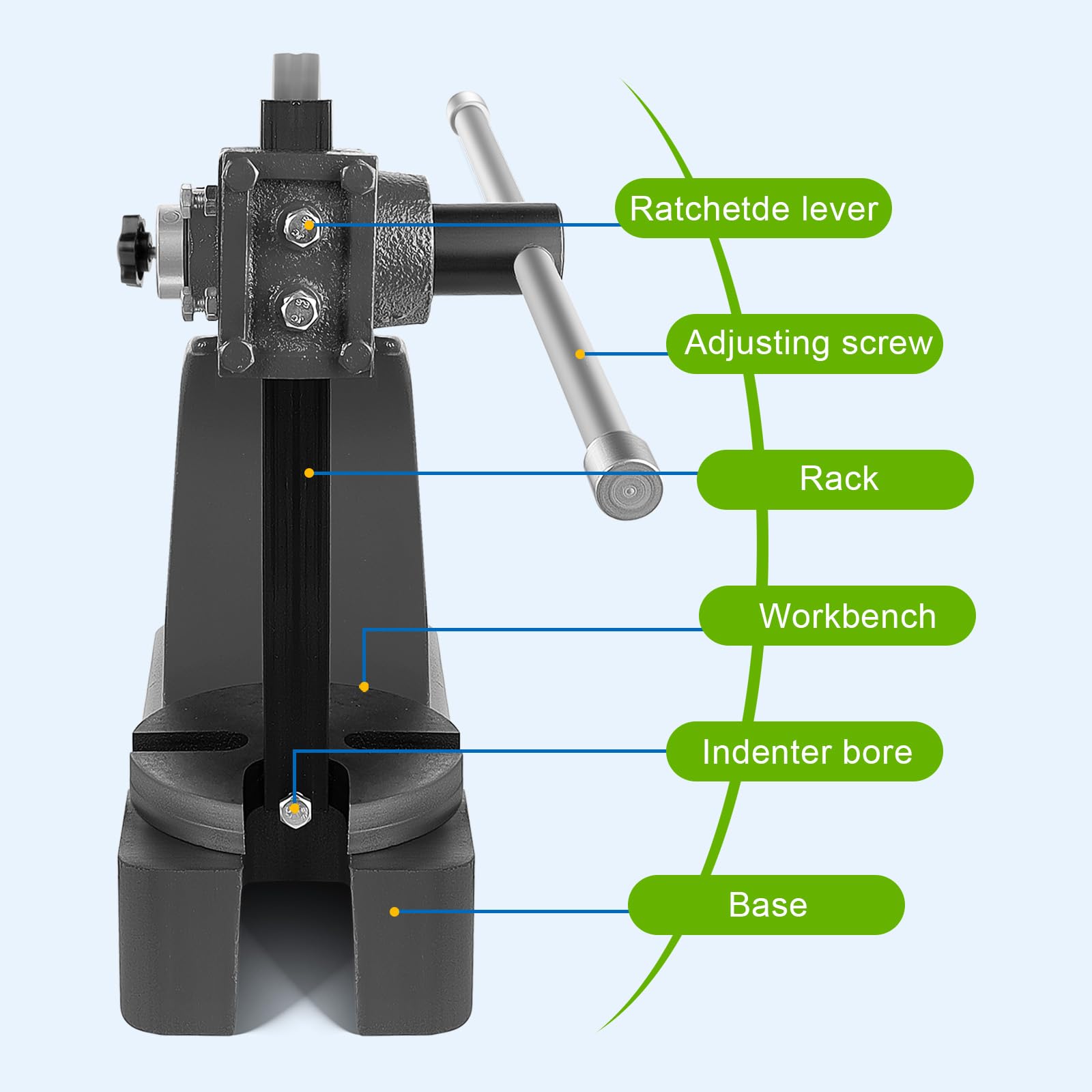 Vohala 2 Ton Heavy Duty Cast Iron Manual Arbor Press Machine - Desktop Metal Press for Riveting, Stamping & Jewelry Making | Ideal for Workshops, DIY Projects & Industrial Use