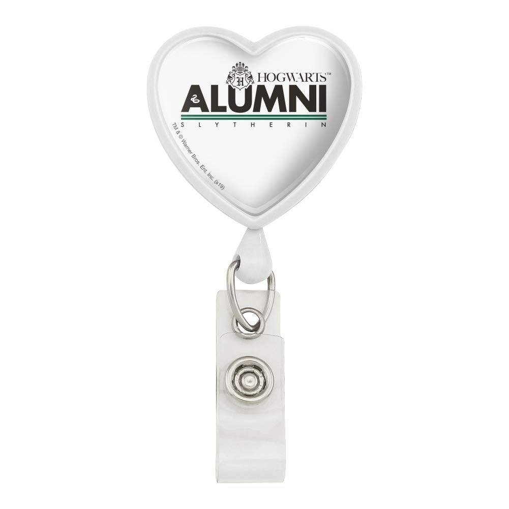 Harry Potter Slytherin Alumni Heart Lanyard - Retractable Badge Reel with ID Card Holder for Teachers, Students & Office Workers - Perfect for School, Work & Conventions