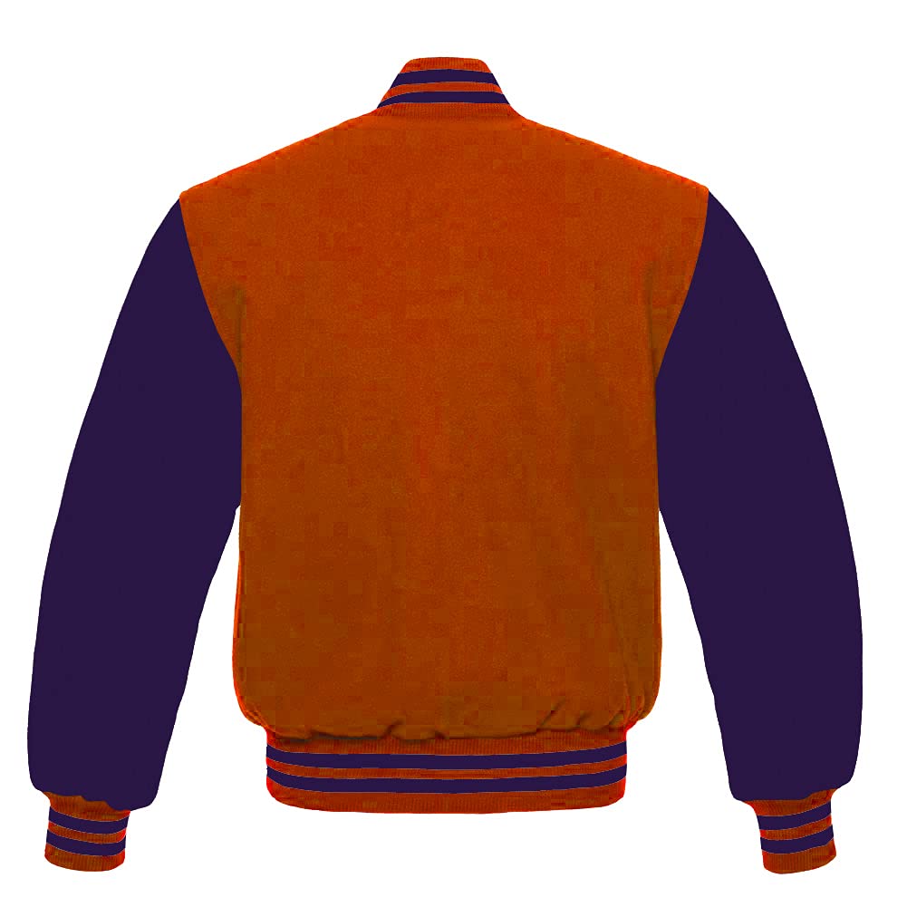 Varsity Baseball Letterman Jacket for Men - All Wool Bomber Style with Purple Sleeves | School Spirit & Casual Wear | Perfect for Games, Graduation & Everyday Fashion