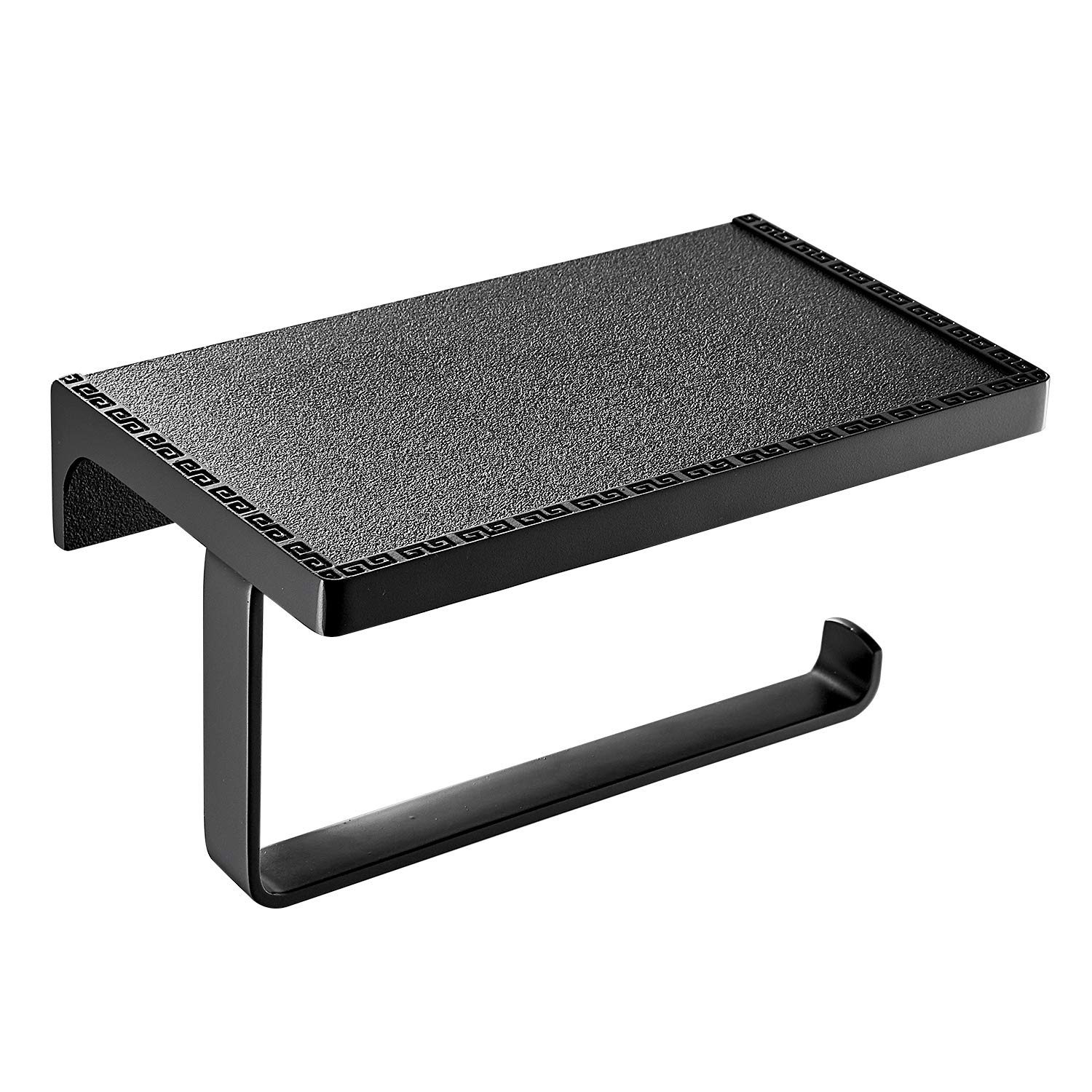 Wall Mounted Toilet Paper Holder with Shelf - Matte Black Bathroom Tissue Dispenser & Storage Organizer for Phone, Towels, and Essentials - Perfect for Small Bathrooms and Powder Rooms