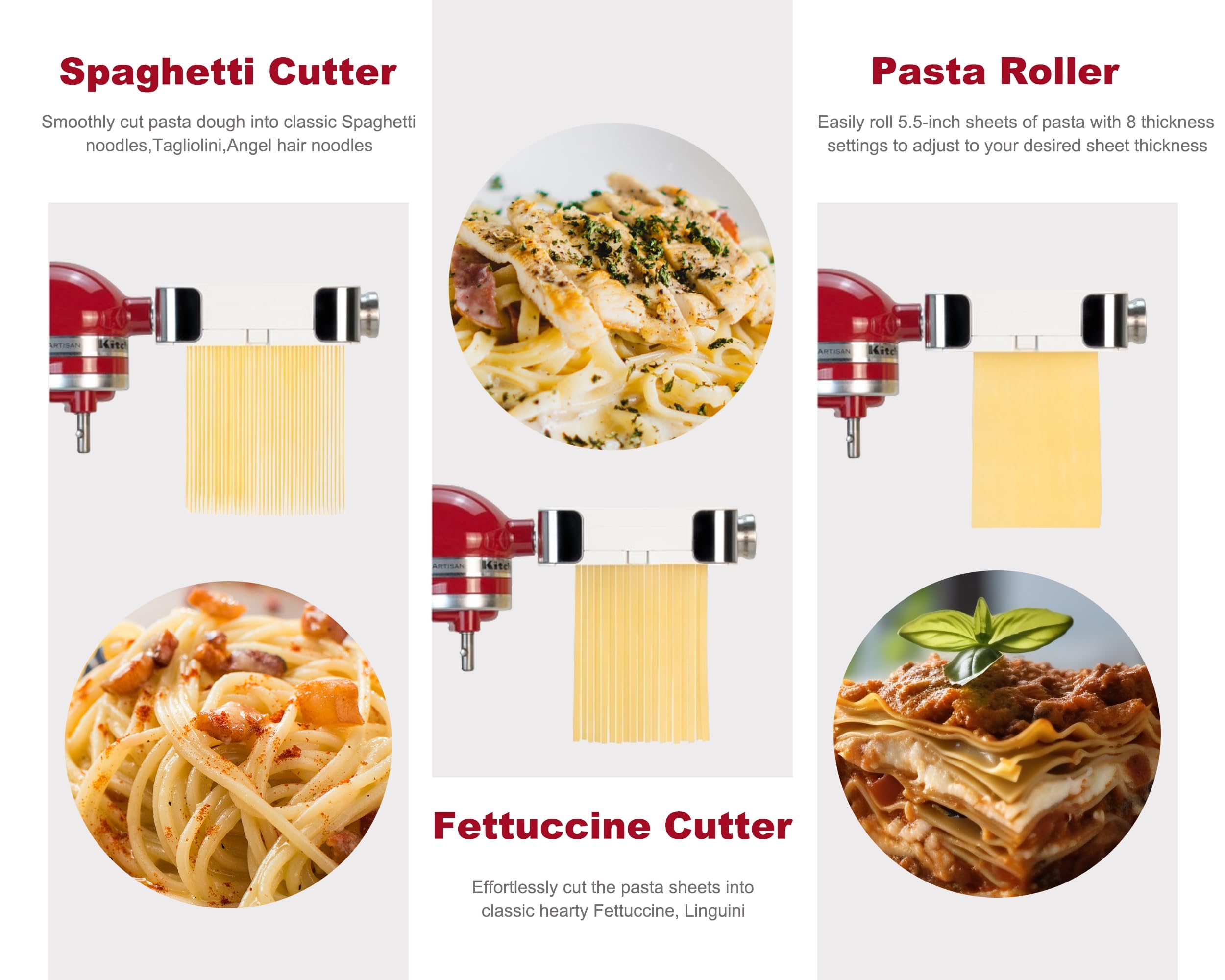 **KitchenAid Stand Mixer Meat Grinder & Pasta Maker Attachment Set - Includes Metal Food Grinder with Sausage Stuffer Tubes & 3-in-1 Pasta Maker with Dough Cutter - Perfect for Homemade Sausages, Ground Meat & Fresh Pasta**