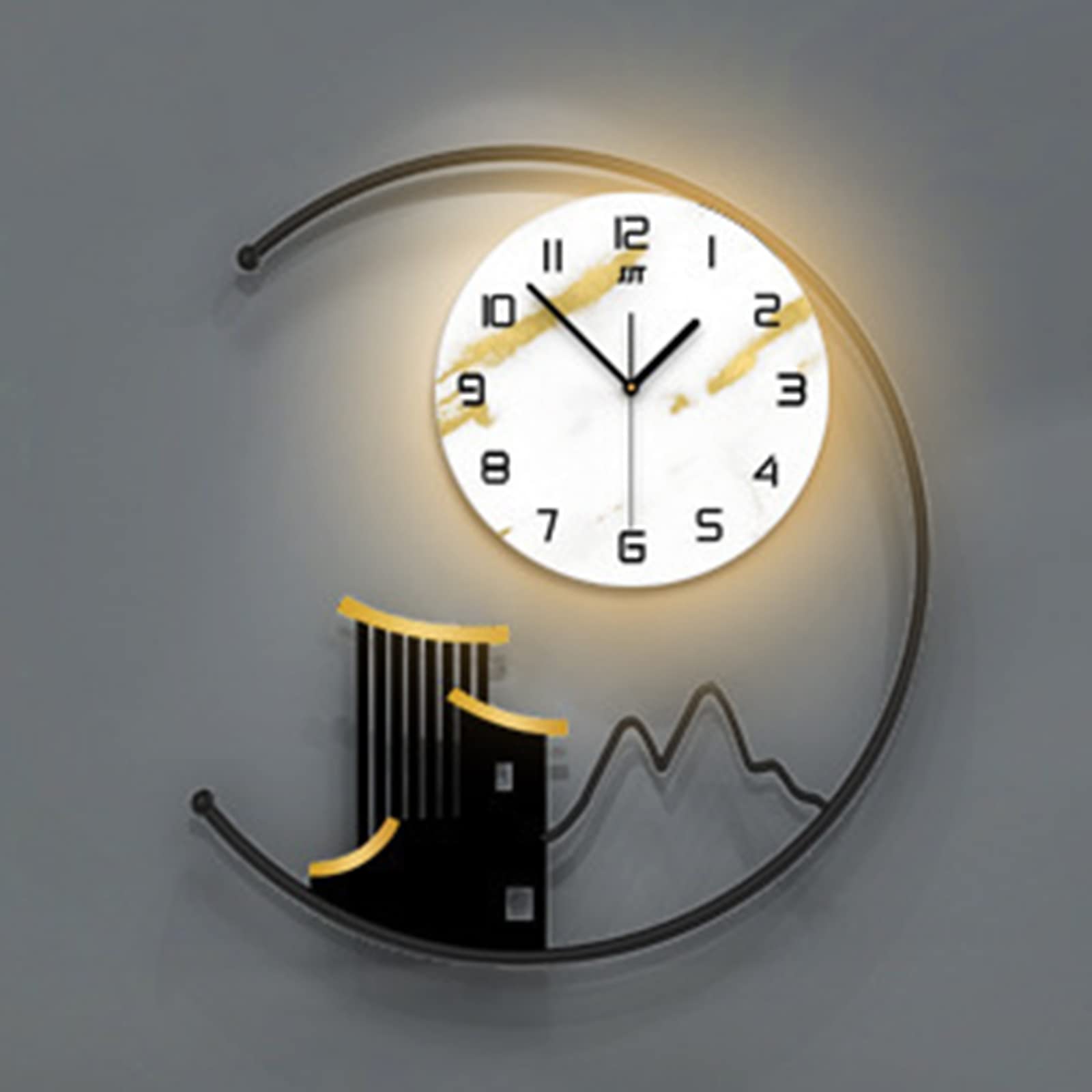 Modern Minimalist Wall Clock with Remote Control Light - Luxury Nordic Style Home Decor for Living Room, Bedroom & Office - Silent Battery Operated Decorative Clock