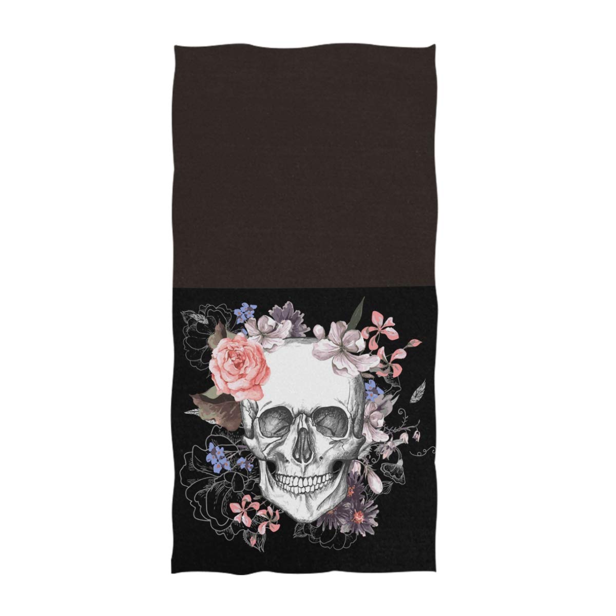 Premium Day of The Dead Hand Towels - Soft Absorbent 16x30 Inch Skull & Floral Design Bath Towels for Bathroom, Hotel, Gym & Kitchen - Perfect for Dia de Los Muertos Decor & Mexican Themed Parties (Black)