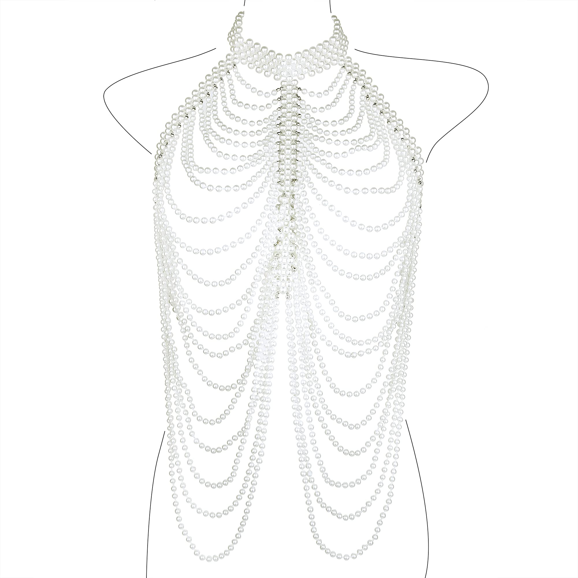 CCbodily Pearl Body Chain Bra - Elegant Shoulder & Necklace Jewelry for Women | Perfect for Beach, Festival, and Bridal Accessories