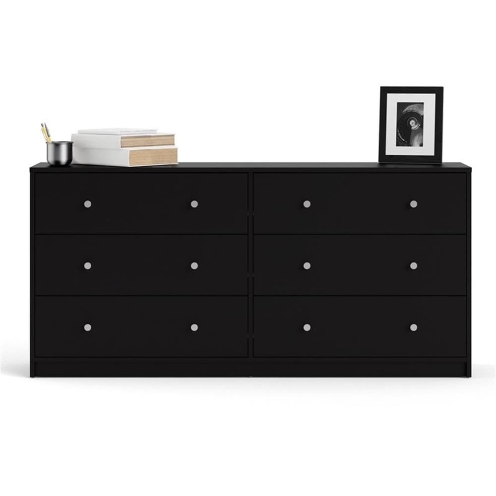 Scandinavian Modern 3-Piece Bedroom Set - Engineered Wood Dresser, Nightstand & Chest with Pewter Handles | Black Finish | Space-Saving Storage Solution for Small Bedrooms & Apartments